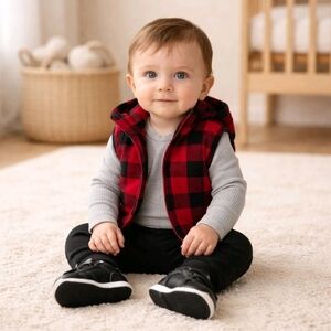 Red and Black Plaid Baby Vest